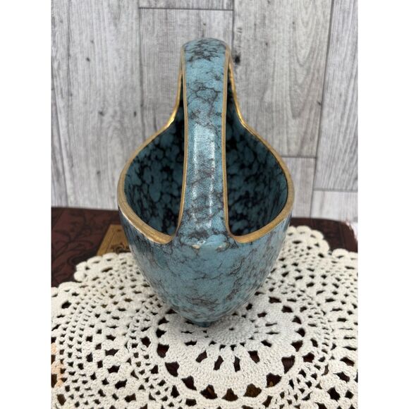 MCM Germany Assymetric Blue Black Gold Color Handled Dish Handmade Pottery - Picture 2 of 6